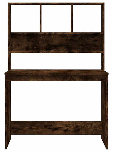 Füstös tölgy szerelt fa íróasztal polcokkal 102 x 45 x 148 cm