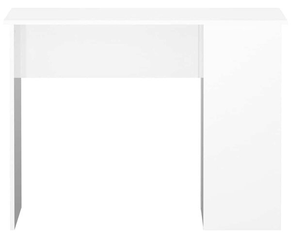 Magasfényű fehér színű szerelt fa íróasztal 100x55x75 cm