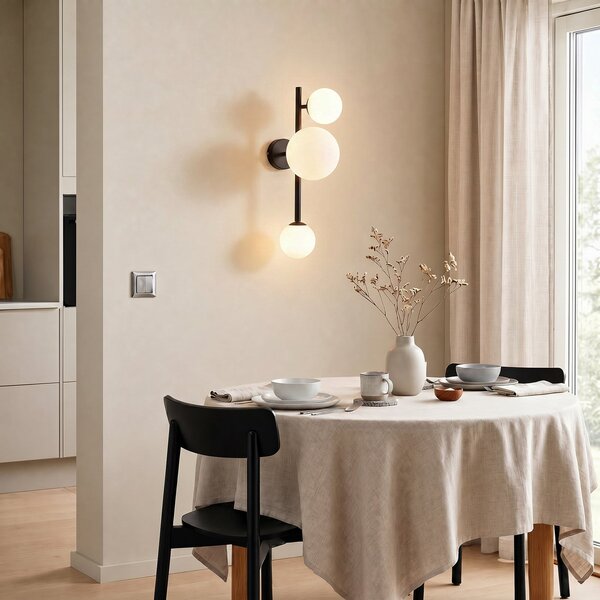 Fali Lámpa ALDEX, Dione, dimmable, Fekete, Nappali, Üveg, Modern