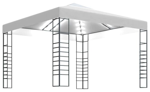 Fehér kerti pavilon LED fényfüzérrel 3 x 3 m