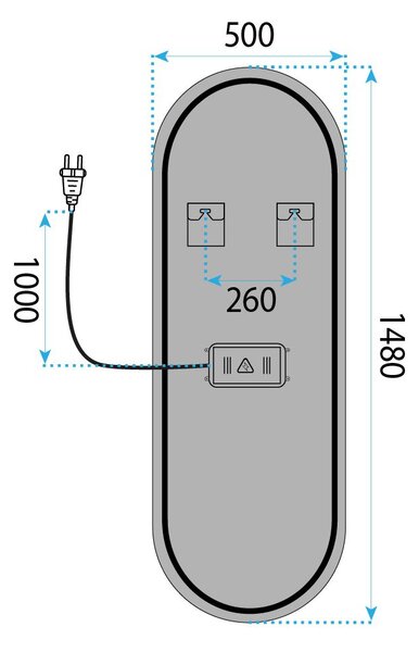 LED Tükör 150x50cm MOL-OV