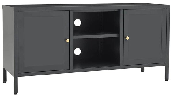 Antracitszürke acél és üveg TV-szekrény 105 x 35 x 52 cm