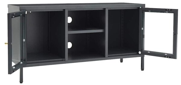 Antracitszürke acél és üveg TV-szekrény 105 x 35 x 52 cm
