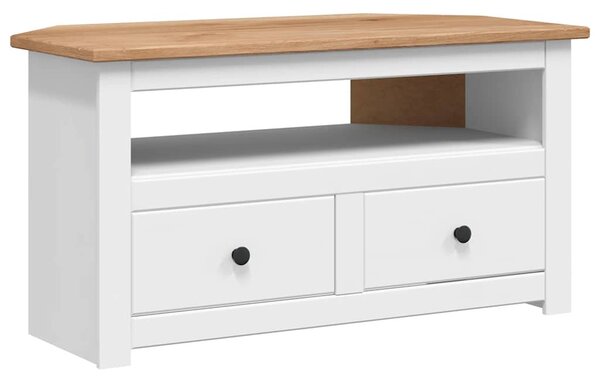 Fehér tömör fenyőfa sarok TV-szekrény 93 x 49 x 49 cm