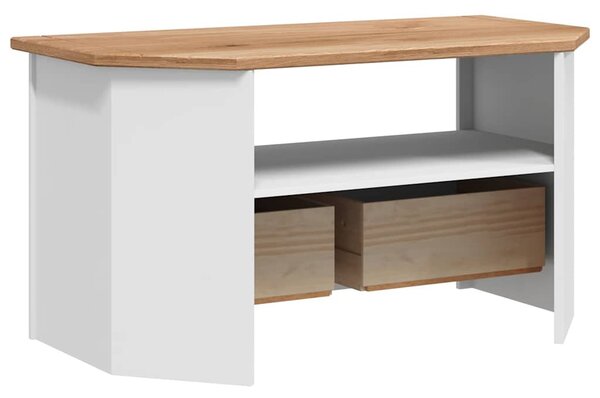 Fehér tömör fenyőfa sarok TV-szekrény 93 x 49 x 49 cm