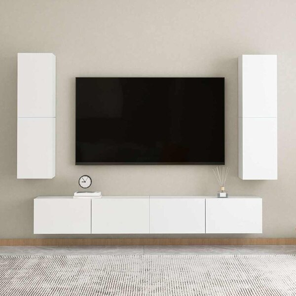 Fehér szerelt fa TV-szekrény 30,5 x 30 x 110 cm