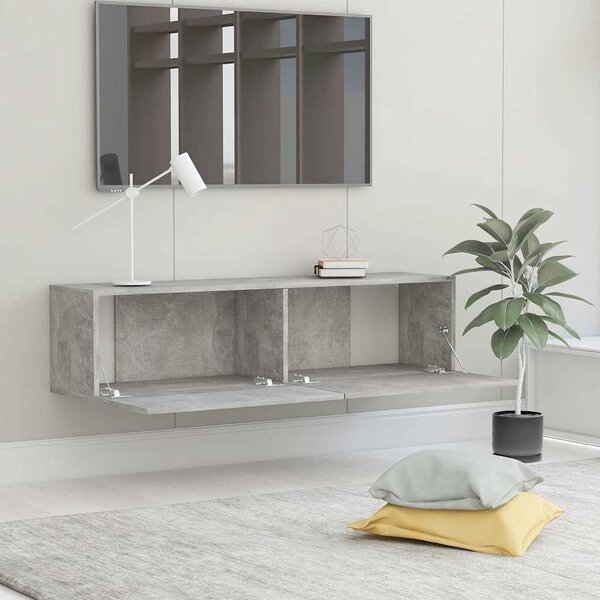 Betonszürke szerelt fa TV-szekrény 120 x 30 x 30 cm