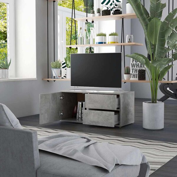 Betonszürke szerelt fa TV-szekrény 80 x 34 x 36 cm