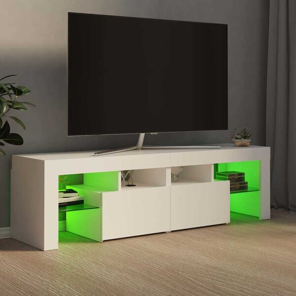 Fehér TV-szekrény LED-lámpákkal 140 x 36,5 x 40 cm
