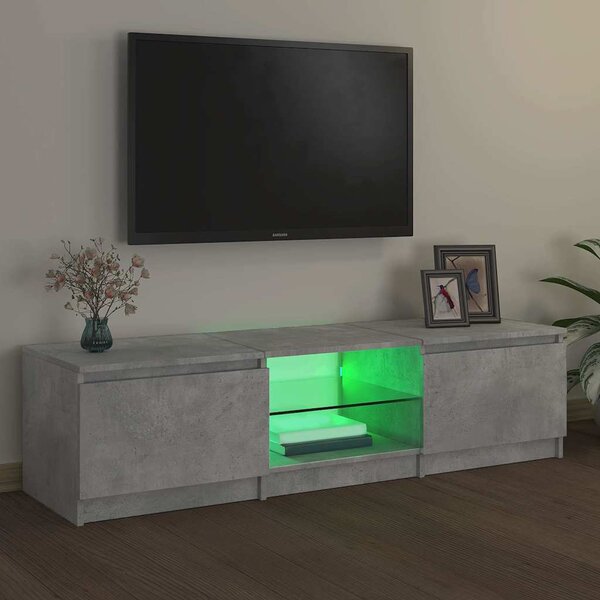 Szürke TV-szekrény LED-világítással 140 x 40 x 36 cm