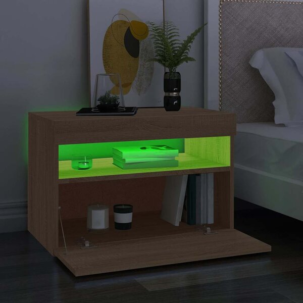 Sonoma tölgy színű TV-szekrény LED-lámpákkal 60 x 35 x 40 cm