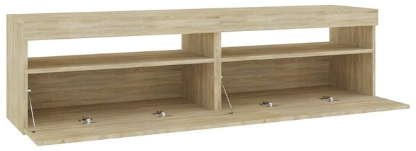 2 db sonoma tölgy színű TV-szekrény LED-ekkel 75 x 35 x 40 cm