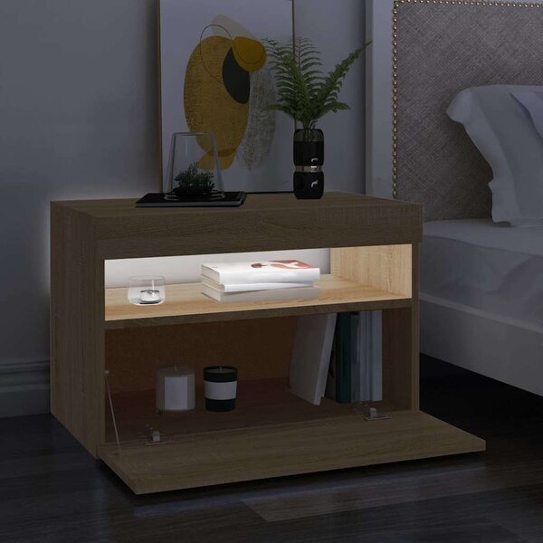 Sonoma tölgy színű TV-szekrény LED-lámpákkal 60 x 35 x 40 cm