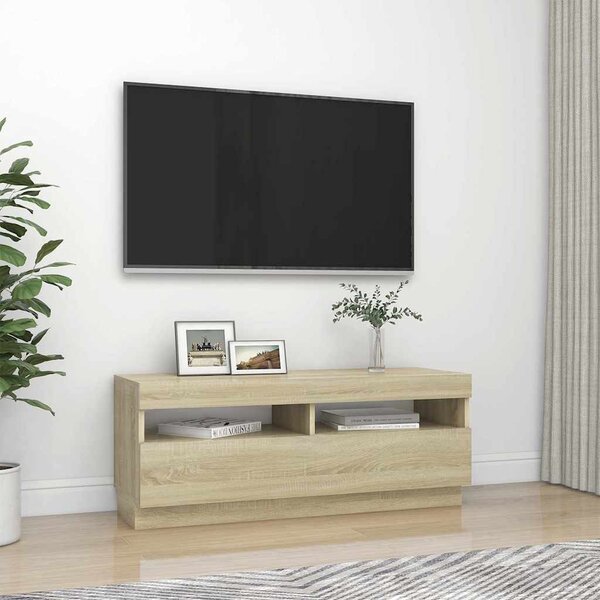 Sonoma tölgy színű TV-szekrény LED-lámpákkal 100 x 35 x 40 cm