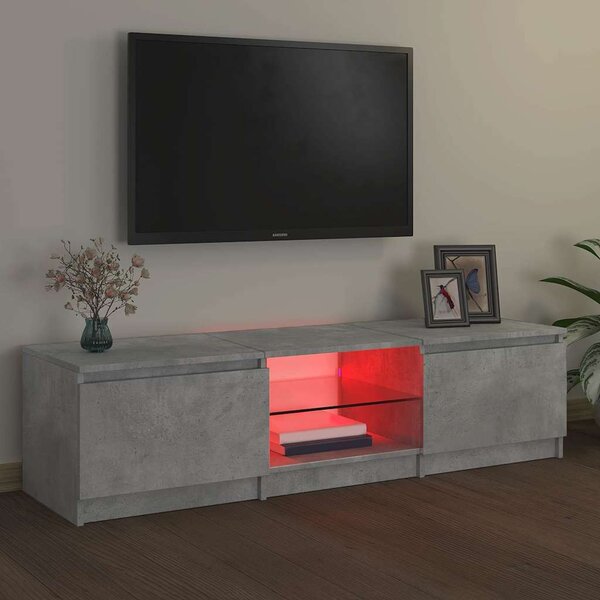 Szürke TV-szekrény LED-világítással 140 x 40 x 36 cm