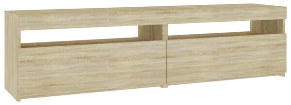 2 db sonoma tölgy színű TV-szekrény LED-ekkel 75 x 35 x 40 cm