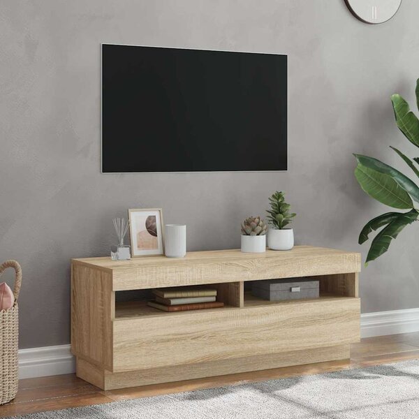 Sonoma tölgy színű TV-szekrény LED-lámpákkal 100 x 35 x 40 cm