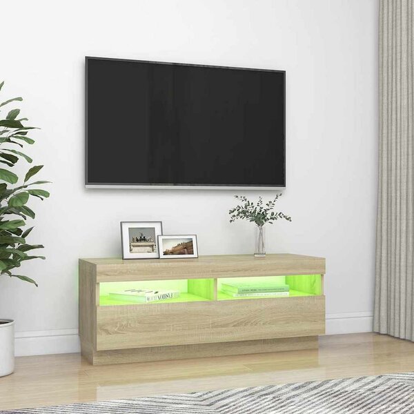 Sonoma tölgy színű TV-szekrény LED-lámpákkal 100 x 35 x 40 cm