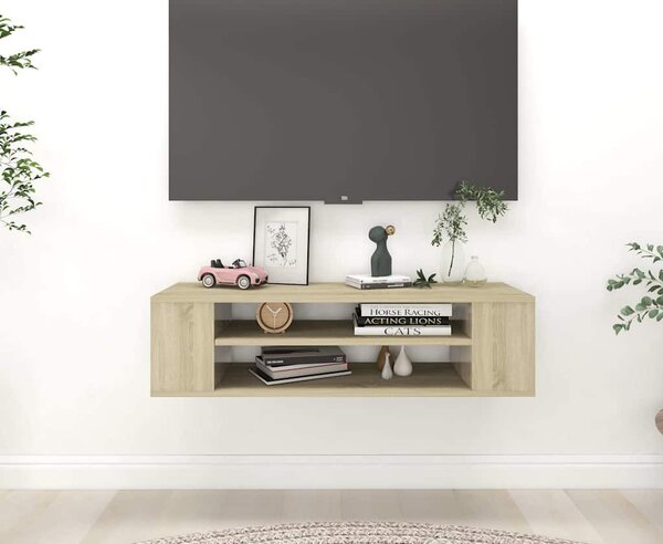 Sonoma tölgy színű szerelt fa függő TV-szekrény 100x30x26,5 cm