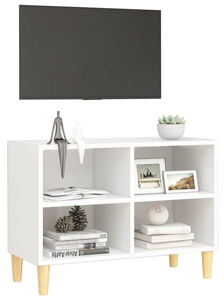 Fehér TV-szekrény tömör falábakkal 69,5 x 30 x 50 cm