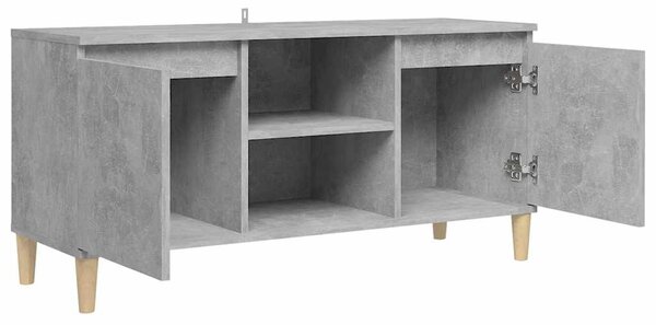 Betonszürke TV-szekrény tömör falábakkal 103,5 x 35 x 50 cm