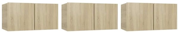 3 db sonoma tölgy függő TV-szekrény 60 x 30 x 30 cm