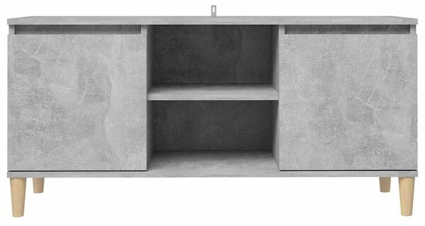 Betonszürke TV-szekrény tömör falábakkal 103,5 x 35 x 50 cm