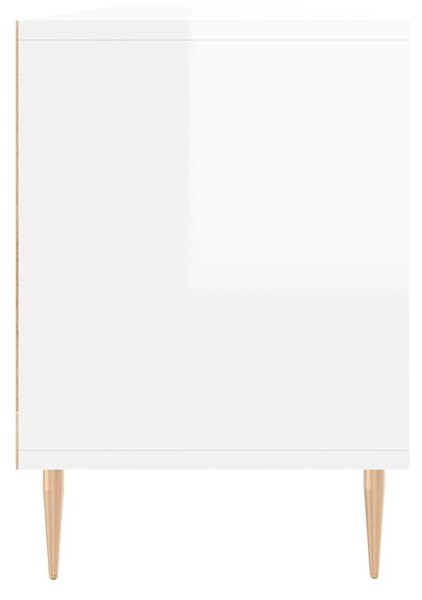Magasfényű fehér szerelt fa TV-szekrény 150 x 30 x 44,5 cm