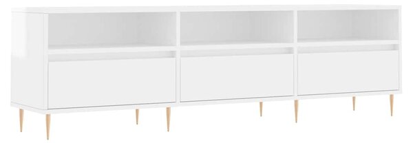 Magasfényű fehér szerelt fa TV-szekrény 150 x 30 x 44,5 cm