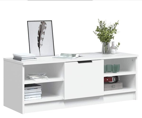 Fehér szerelt fa TV-szekrény 102 x 35,5 x 36,5 cm