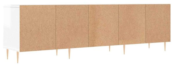 Magasfényű fehér szerelt fa TV-szekrény 150 x 30 x 44,5 cm