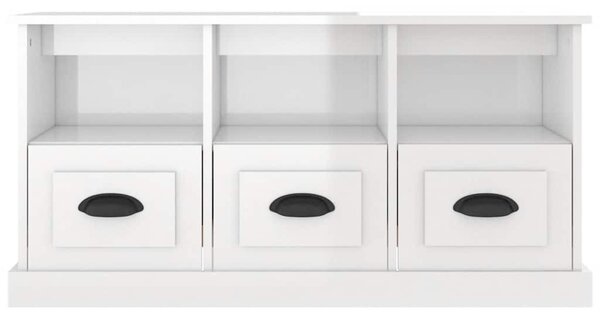 Fehér magasfényű szerelt fa TV-szekrény 100x35x50 cm