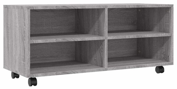 Szürke sonoma színű szerelt fa TV-szekrény görgőkkel 90x35x35cm