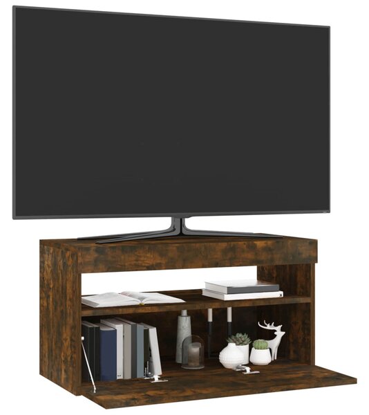 Füstös tölgy színű TV-szekrény LED-világítással 75 x 35 x 40 cm
