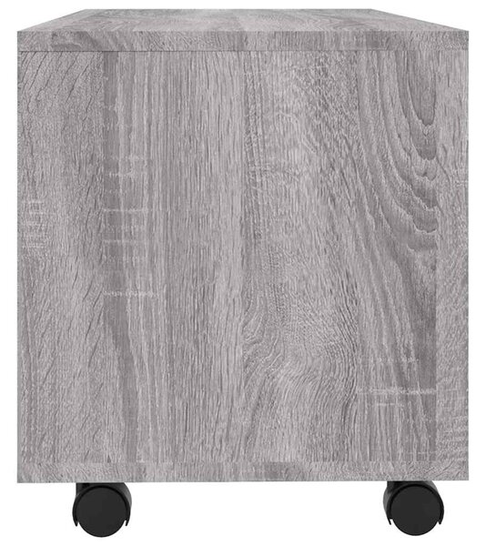 Szürke sonoma színű szerelt fa TV-szekrény görgőkkel 90x35x35cm