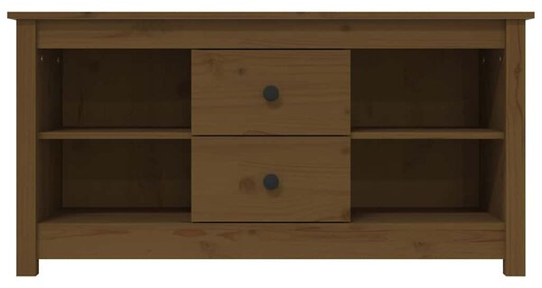 Mézbarna tömör fenyőfa TV-szekrény 103 x 36,5 x 52 cm