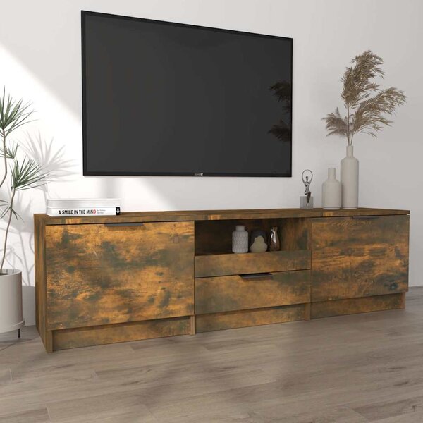 Füstös tölgy színű szerelt fa TV-szekrény 140 x 35 x 40 cm