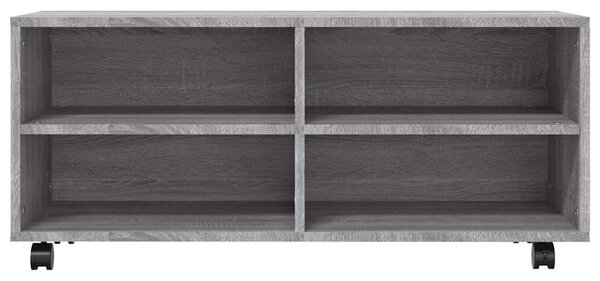 Szürke sonoma színű szerelt fa TV-szekrény görgőkkel 90x35x35cm