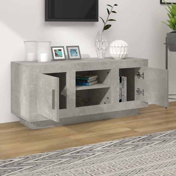 Betonszürke szerelt fa TV-szekrény 102x35x45 cm
