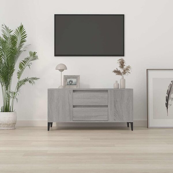 Szürke sonoma színű szerelt fa TV-szekrény 102x44,5x50 cm