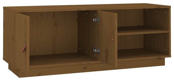 Mézbarna tömör fenyőfa TV-szekrény 105 x 34 x 40 cm