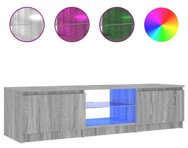 Szürke sonoma színű TV-szekrény LED-ekkel 140 x 40 x 36 cm