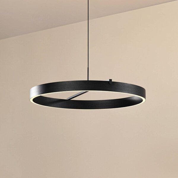 Lucande LED lógó lámpa Rovan, Ø 60 cm, fekete, CCT, dimmelhető, dimmelhető, Fekete, Nappali / Étkező, fém, Modern