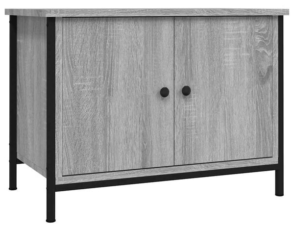 Szürke sonoma színű szerelt fa TV-szekrény ajtókkal 60x35x45 cm