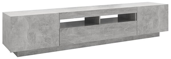 Betonszürke TV-szekrény LED-lámpákkal 200 x 35 x 40 cm