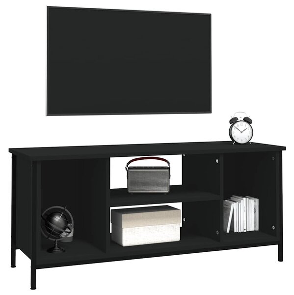 Fekete szerelt fa TV-szekrény 102x35x45 cm