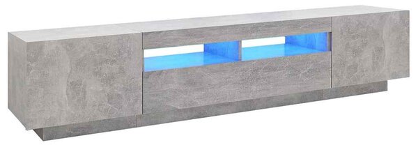Betonszürke TV-szekrény LED-lámpákkal 200 x 35 x 40 cm