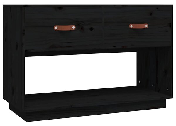 Fekete tömör fenyőfa TV-szekrény 90x40x602 cm
