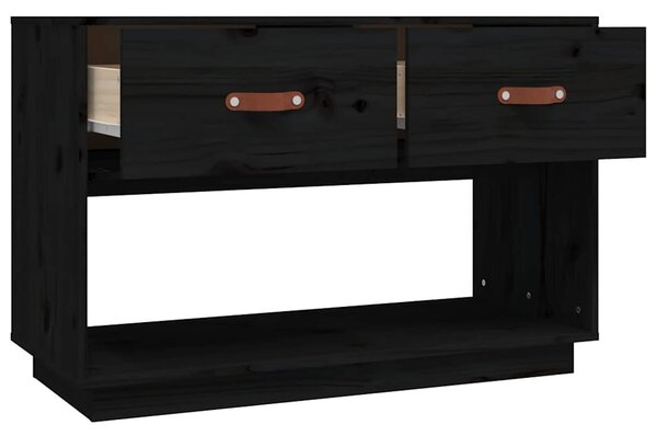 Fekete tömör fenyőfa TV-szekrény 90x40x602 cm