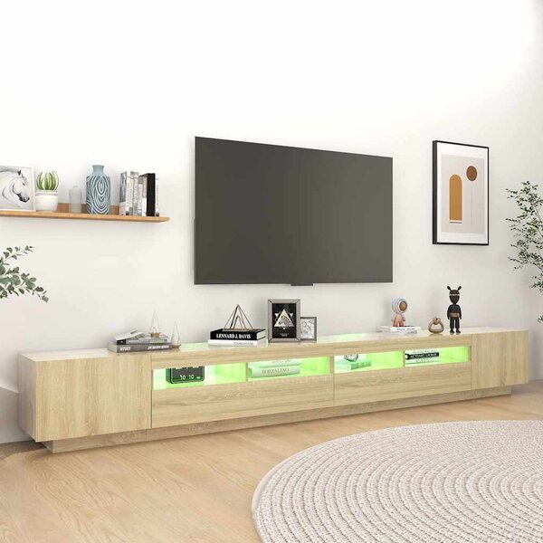 Sonoma tölgy színű TV-szekrény LED-lámpákkal 300 x 35 x 40 cm